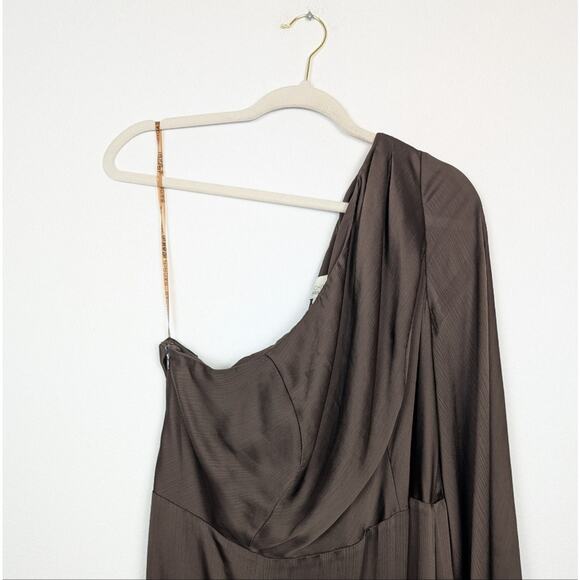 Sachin & Babi Keely Brown One Shoulder Evening Gown Size 16 - Picture 4 of 11